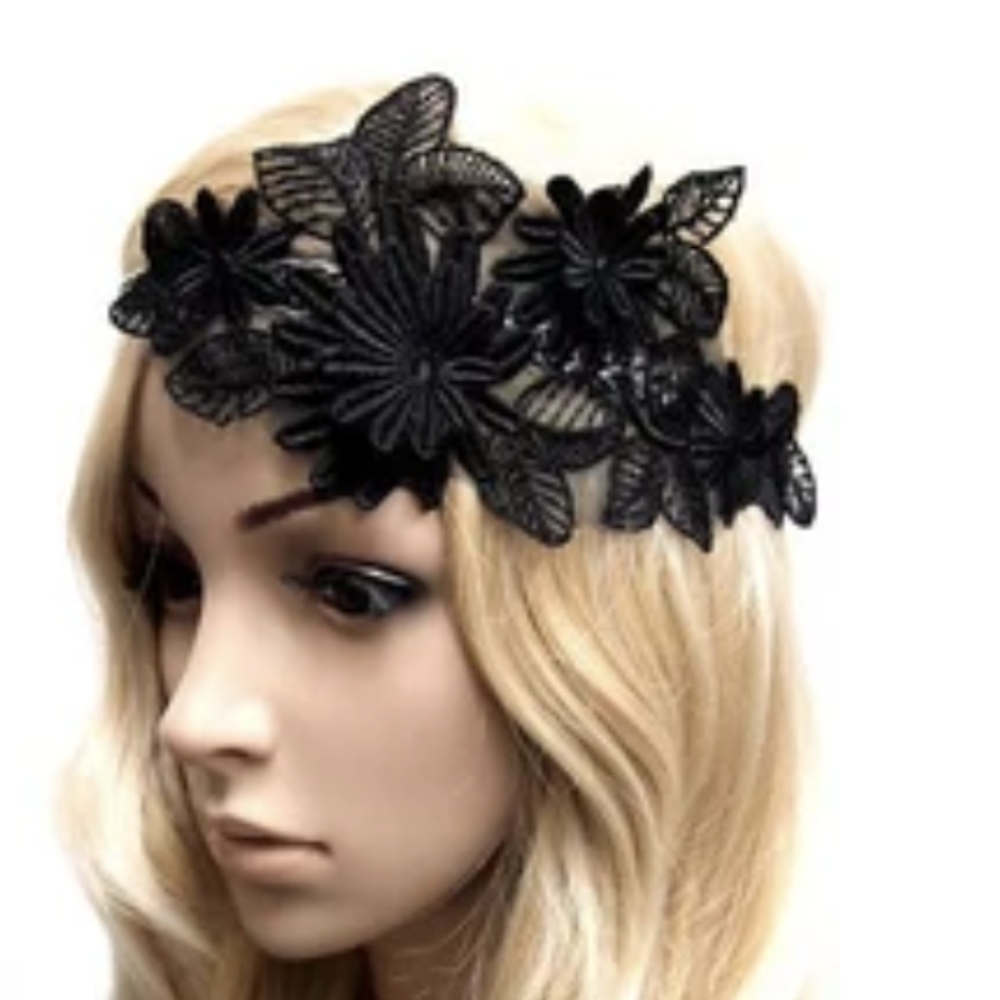 Lace flower flapper headband